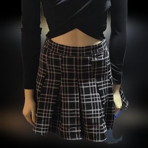 Entro Black and White Plaid Skater‎ Skirt
